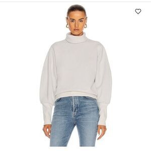 AGOLDE Extended Rib Balloon Sleeve Turtleneck Cream Sweatshirt Women's Size XS